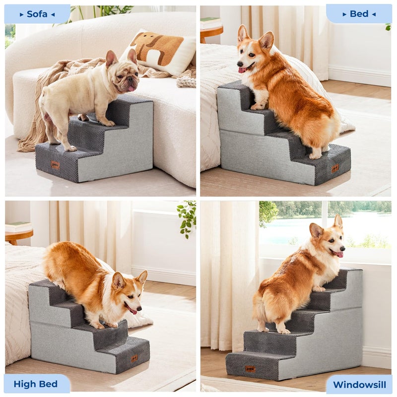 ZOMISIA Dog Steps for Couch - Pet Stairs for Small Dogs and Cats, Dog Steps with Non-Slip Bottom Grey 3 Steps, Grey - Image 4
