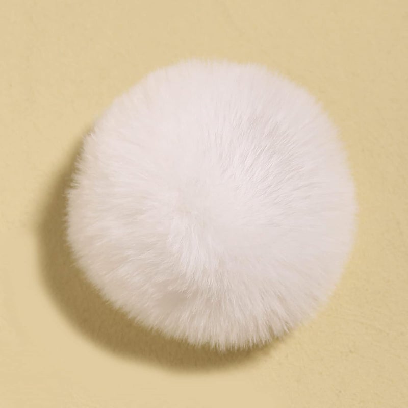 SUSULU White Pom Poms for Crafts,Small White Pom Pom Balls,Faux Fur Pompom with Tiny Cord for Hat Shoes Garment Accessories 2.8in Pack of 6 - Image 3