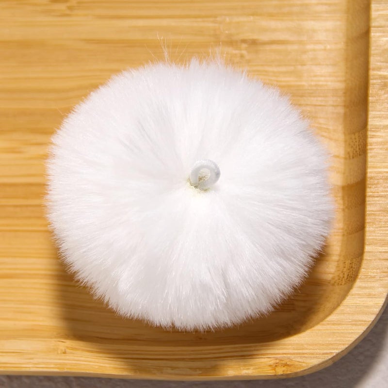 SUSULU White Pom Poms for Crafts,Small White Pom Pom Balls,Faux Fur Pompom with Tiny Cord for Hat Shoes Garment Accessories 2.8in Pack of 6 - Image 2