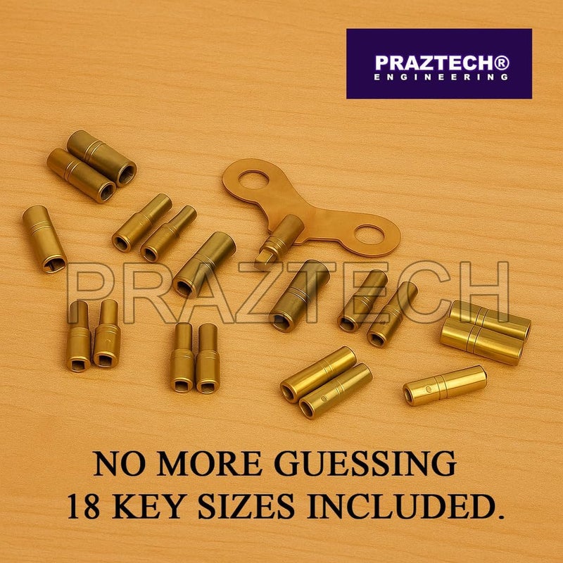 PRAZTECH ® 18‑Size Solid Brass Clock Winding Key Set – Includes Sizes 000 to 15, Durable Metal Construction, Ideal for Grandfather, Wall & Mantel Clocks - Image 4