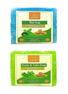 Khadi Pure Herbal Mint & Neem Tulsi Soap (125G) Pack Of 2 (250G)  - Image 1