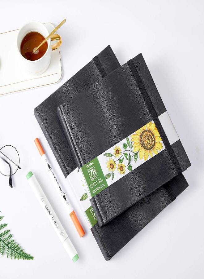 Ohuhu Ohuhu Sketchbook Marker Paper Pad: 2 Pack 8.3"x8.3"&8.3"x11.7" Art Sketch Book Drawing Papers Each Size Holds 78 Sheets/156 Pages 120 lb/200 GSM Hardcover Sketching Books Christmas Gift - Image 4