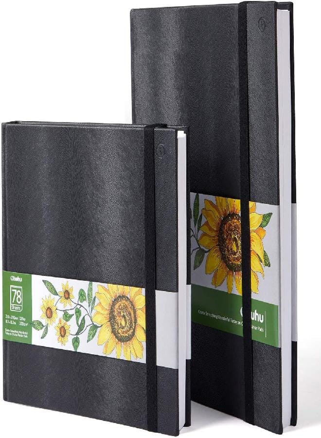 Ohuhu Ohuhu Sketchbook Marker Paper Pad: 2 Pack 8.3"x8.3"&8.3"x11.7" Art Sketch Book Drawing Papers Each Size Holds 78 Sheets/156 Pages 120 lb/200 GSM Hardcover Sketching Books Christmas Gift - Image 1