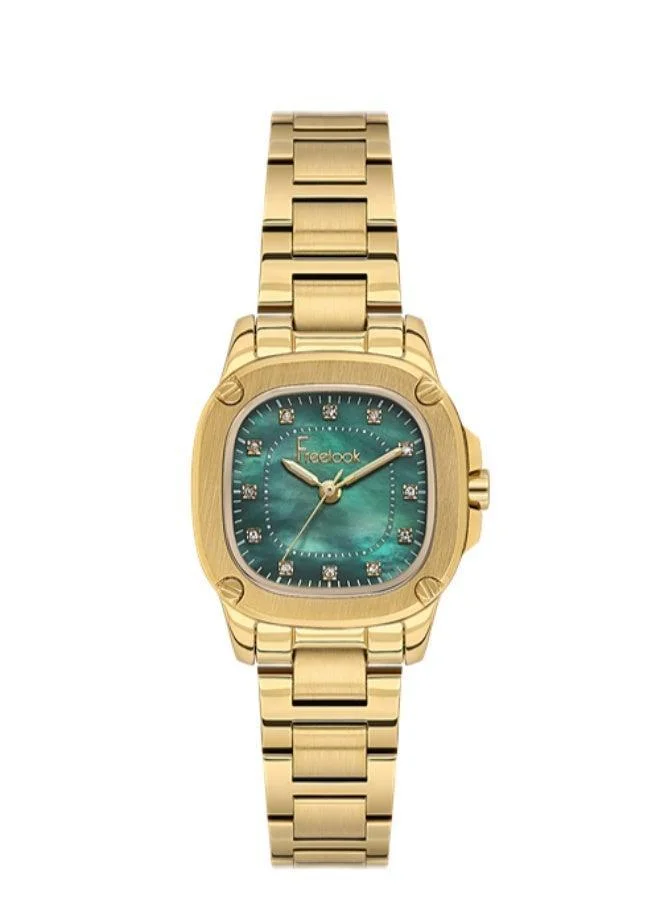 Freelook Paris Freelook - Jolie Women's Watch | Steel Case | Stainless Steel Band | Dark Green & Square Dial | Analog | Japanese Quartz | Mineral Glass | Premium Luxury Watch | Ideal Gift | Water Resistant 50 Meters
