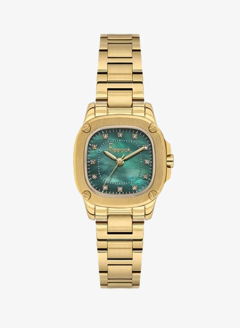 Freelook Paris Freelook - Jolie Women's Watch | Steel Case | Stainless Steel Band | Dark Green & Square Dial | Analog | Japanese Quartz | Mineral Glass | Premium Luxury Watch | Ideal Gift | Water Resistant 50 Meters