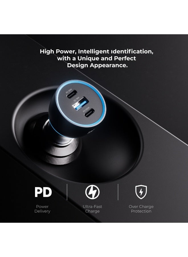 blupebble NaviPower 130W Fast Car Charger – Dual USB-C PD & USB-A QC3.0 Ports, Multi-Device Charging Adapter for iPhone, Samsung, Laptops & Tablets - Image 3