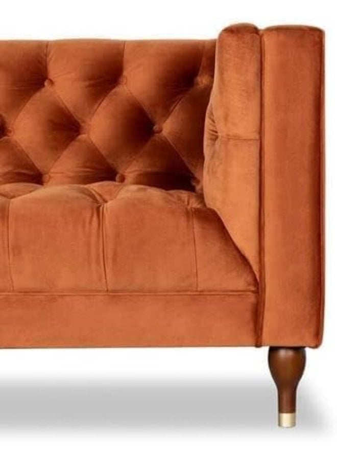 Poppins Home Velvet Tuxedo Arm Sofa-Orange - Image 3