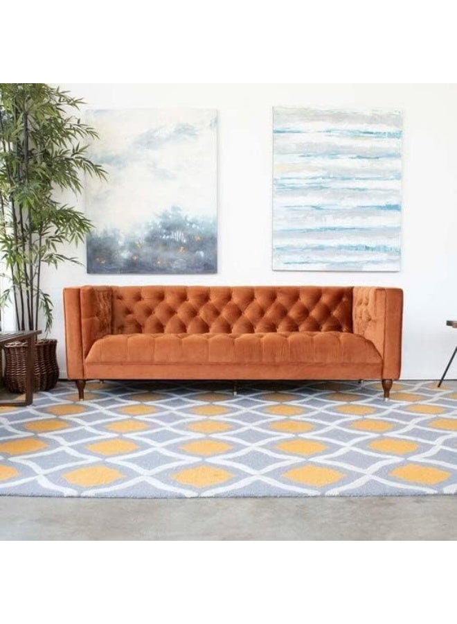 Poppins Home Velvet Tuxedo Arm Sofa-Orange - Image 2