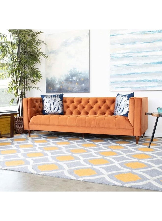 Poppins Home Velvet Tuxedo Arm Sofa-Orange - Image 1