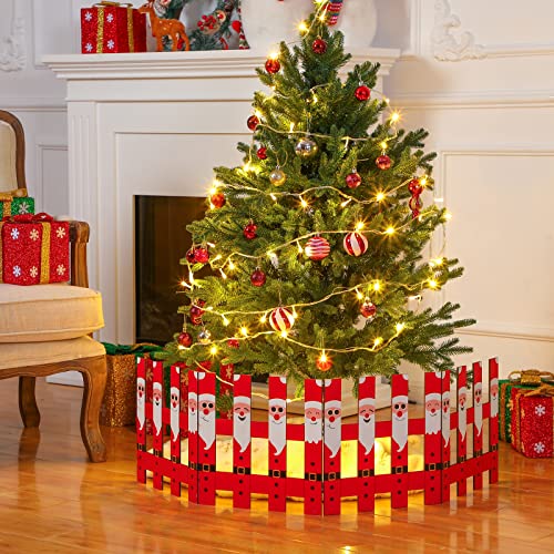 Blulu 4 Pack 12 Inch Christmas Tree Gate Santa Claus Christmas Tree Fences for Pets Dog Cat Blocker White Picket Fence Barrier Flexible Picket for Xmas Holiday Party Office Home Decor - Image 3