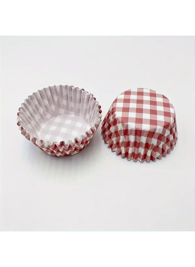 Polychrome Plaid Pattern Dessert Paper Cups Set Of 100 For Birthday Party Family Theme - Image 2
