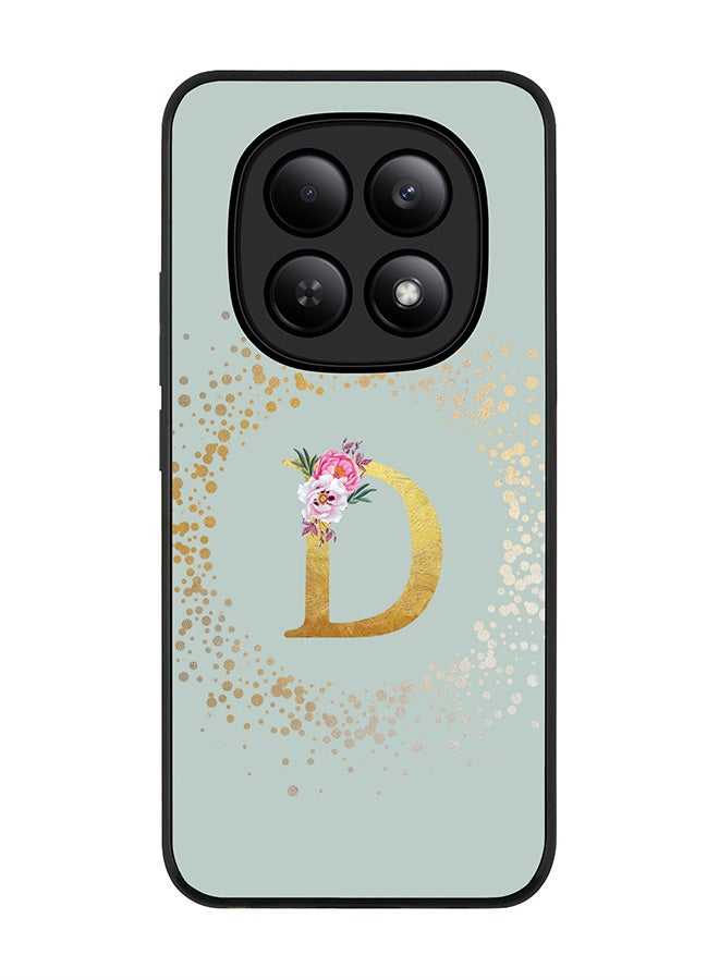 For Xiaomi Redmi Note 15 4G Case,Slim fit Camera Protection, Shockproof Thin Phone cover  - Custom Monogram Floral - D  (Light Grey )
