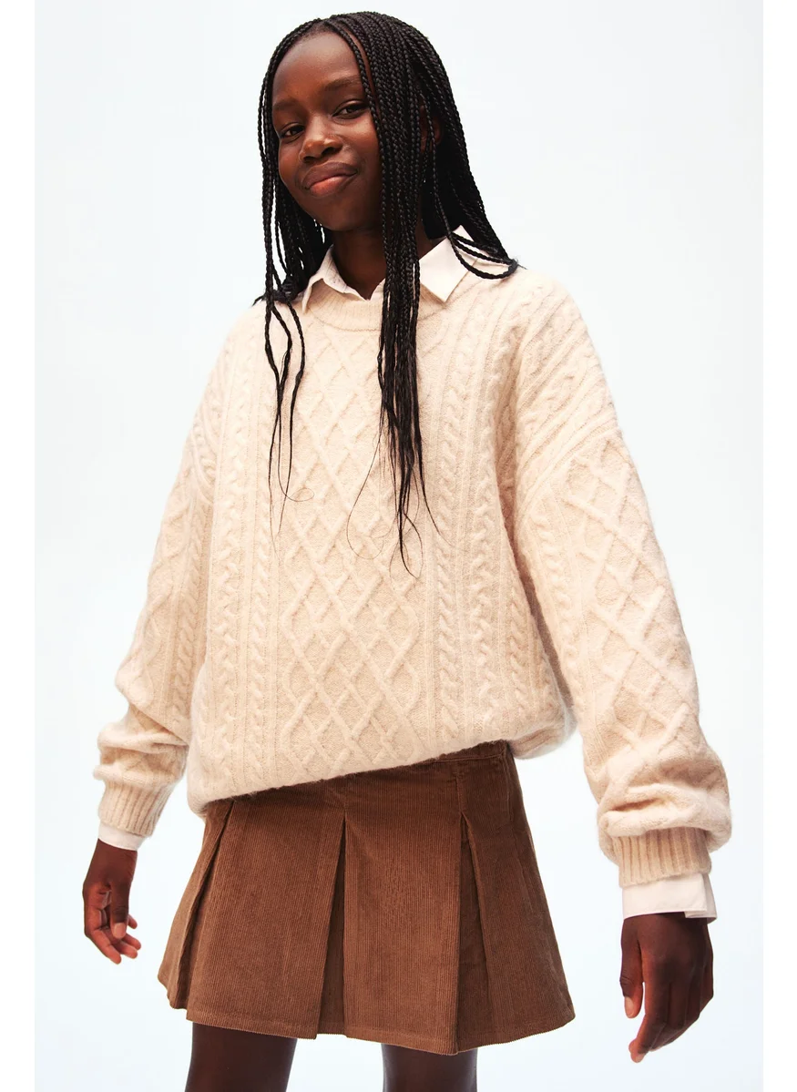 اتش اند ام Pleated Corduroy Skirt