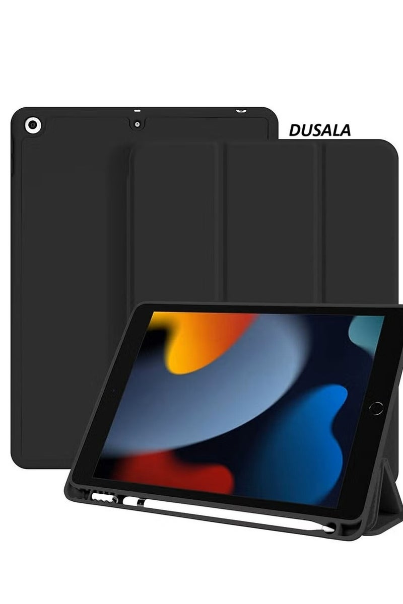 DUSALA iPad 10.2 Case for 9th, 8th & 7th Generation | Slim Smart Trifold Stand Cover with Auto Wake/Sleep Function | Soft TPU Back Protective Shell with Pencil Holder | Lightweight Magnetic Flip Case for iPad 10.2 Inch – Black - Image 1