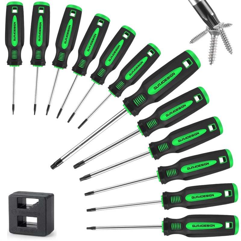 GURADESIGN 13 Pieces Magnetic Torx Screwdriver Set ï¼ŒT5 -T40 Star Screwdrivers - Image 1