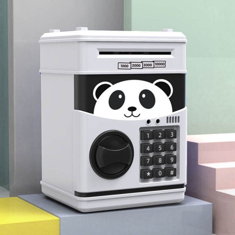 Piggy Bank: White ABS Material Password Protected Automatic Slot - Music Feature Large Storage Educational Toy for Kids Home Use - Image 2