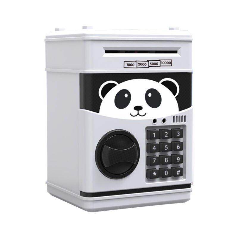 Piggy Bank: White ABS Material Password Protected Automatic Slot - Music Feature Large Storage Educational Toy for Kids Home Use - Image 1