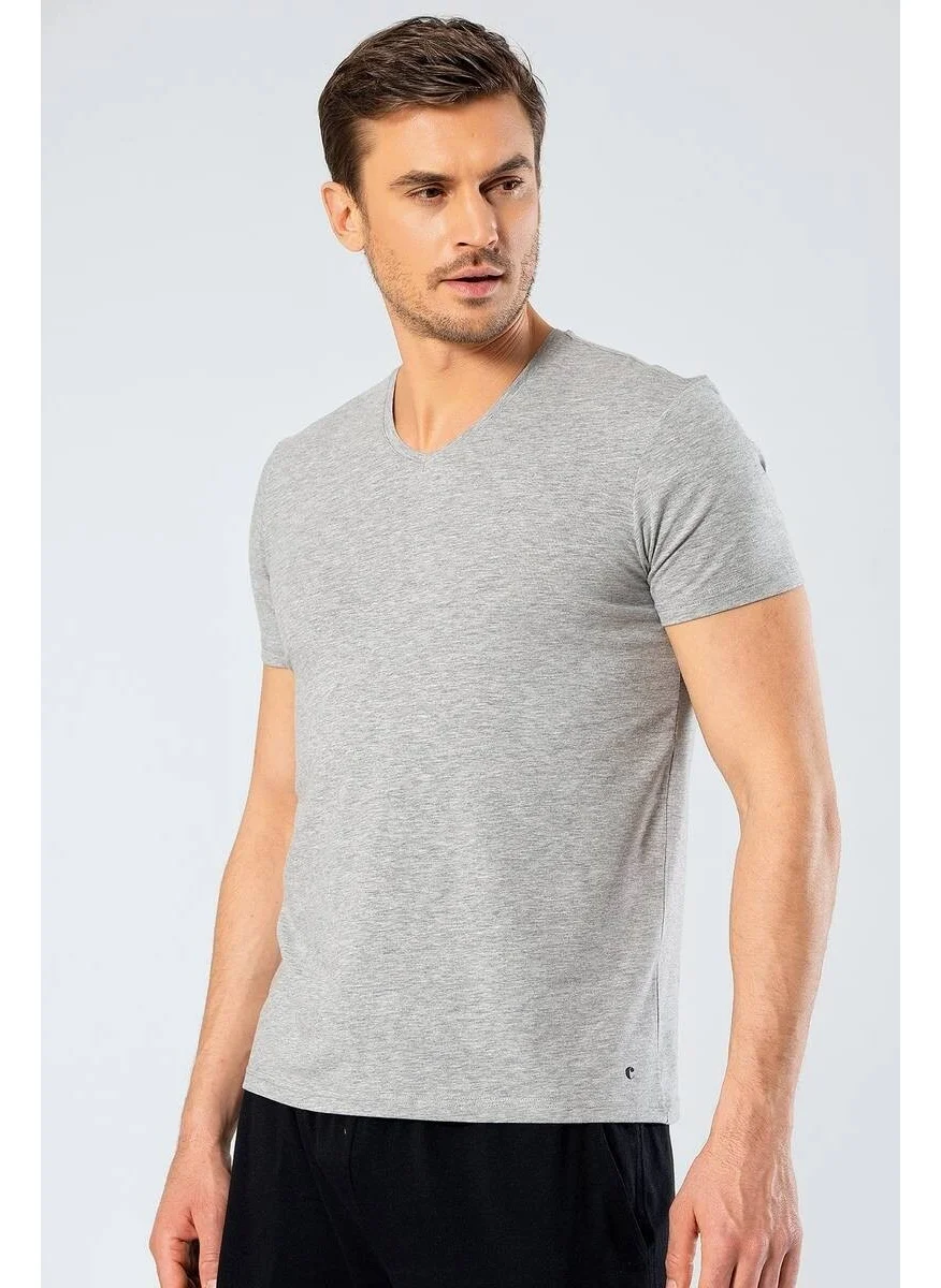 كاشاريل Men's Lycra V Neck T-shirt