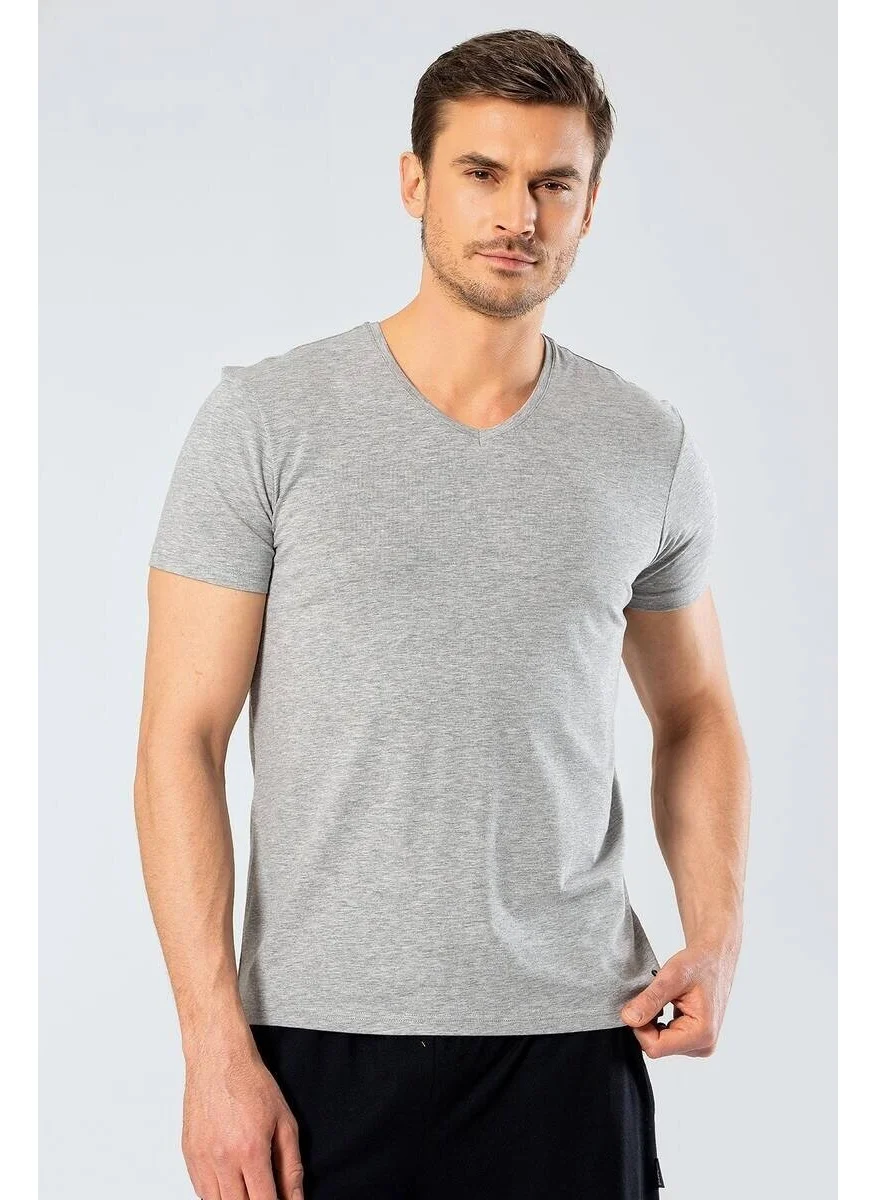 كاشاريل Men's Lycra V Neck T-shirt