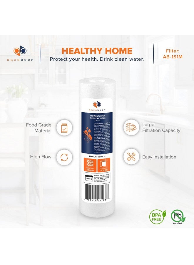 أكوابون فلتر Aquaboon لترسيب المياه المنزلية بالكامل، 1 ميكرون، 10 × 2.5 لمرشحات مياه التناضح العكسي ومياه الآبار، خراطيش بديلة متوافقة مع AP110 وWHKF-GD05، عبوة من 6 قطع - Image 4