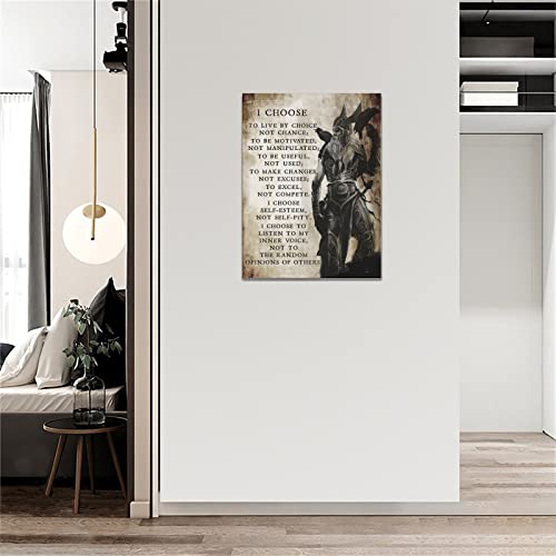 SweetFox Viking Warrior Wall Art Viking Samurai Picture Wall Decor I Choose to Live by Choice Inspirational Quotes Canvas Painting Prints Motivational Poster Artwork Home Framed for Bedroom Living Room 12"x16" - Image 2