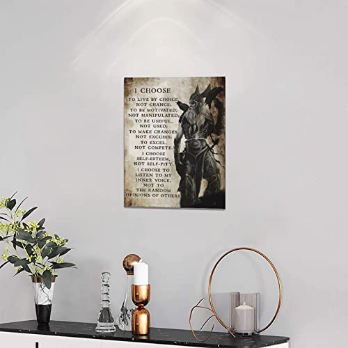 SweetFox Viking Warrior Wall Art Viking Samurai Picture Wall Decor I Choose to Live by Choice Inspirational Quotes Canvas Painting Prints Motivational Poster Artwork Home Framed for Bedroom Living Room 12"x16" - Image 3