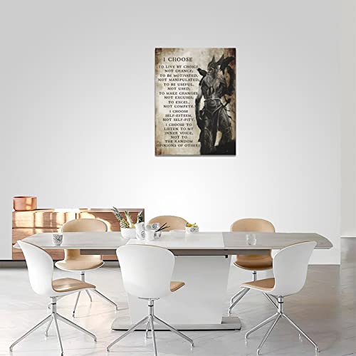 SweetFox Viking Warrior Wall Art Viking Samurai Picture Wall Decor I Choose to Live by Choice Inspirational Quotes Canvas Painting Prints Motivational Poster Artwork Home Framed for Bedroom Living Room 12"x16" - Image 5