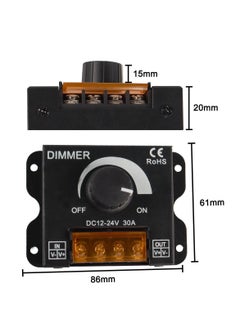 Y&D DC 12V to 24V 30A LED Light Strip Dimmer PWM Dimming Controller with ON Off Switch Knob Aluminum Case for 5050 3528 Lights Adjust Brightness Precision  - Image 2