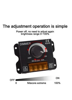 Y&D DC 12V to 24V 30A LED Light Strip Dimmer PWM Dimming Controller with ON Off Switch Knob Aluminum Case for 5050 3528 Lights Adjust Brightness Precision  - Image 3