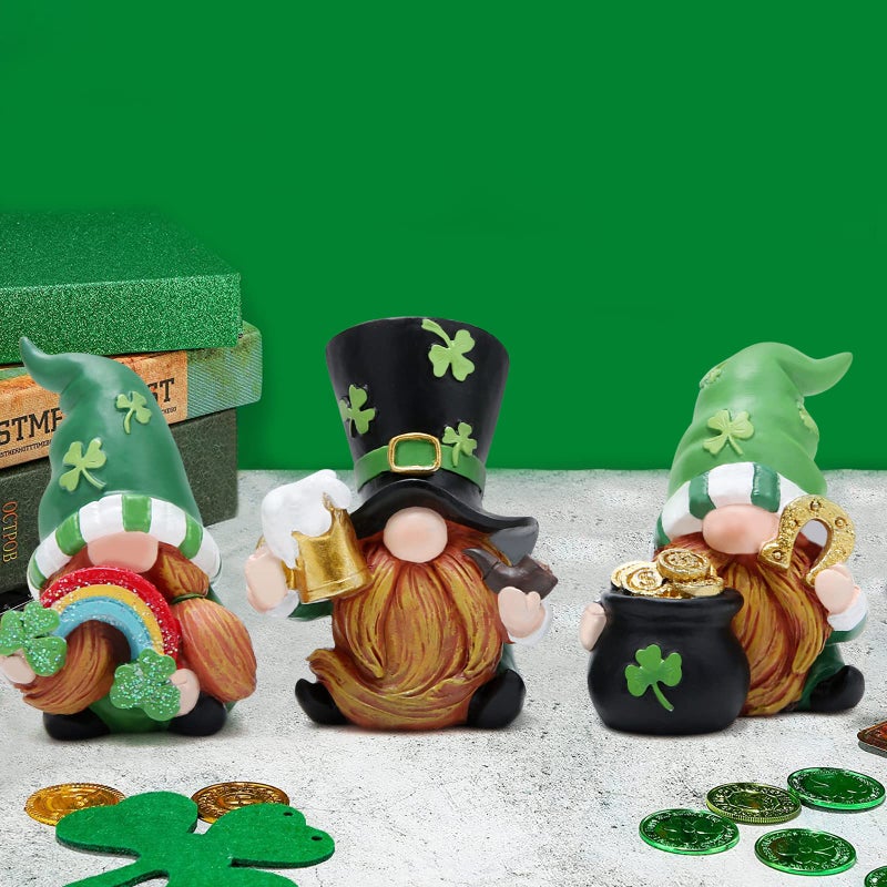 Hodao 3 PCS St Patricks Day Gnome Decoration Beard Elf for Home Table Ornament Decor Dwarf Figurines for St. Patricks Day Gifts Green Irish Handmade Gnome Decor - Image 5