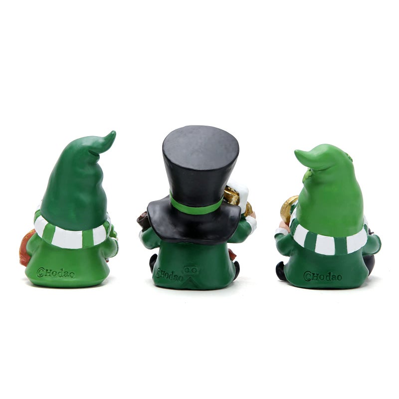 Hodao 3 PCS St Patricks Day Gnome Decoration Beard Elf for Home Table Ornament Decor Dwarf Figurines for St. Patricks Day Gifts Green Irish Handmade Gnome Decor - Image 3