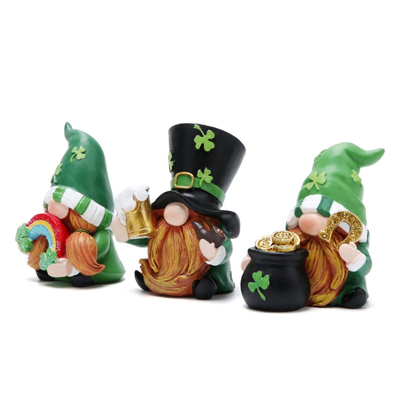 Hodao 3 PCS St Patricks Day Gnome Decoration Beard Elf for Home Table Ornament Decor Dwarf Figurines for St. Patricks Day Gifts Green Irish Handmade Gnome Decor - Image 2