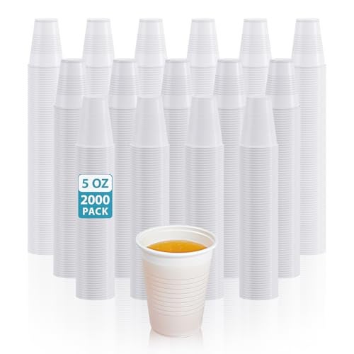 Lilymicky 2000 PACK 5 oz White Plastic Cups 5 Ounce Disposable Plastic Bathroom Cups for Tasting Drinking - Image 2