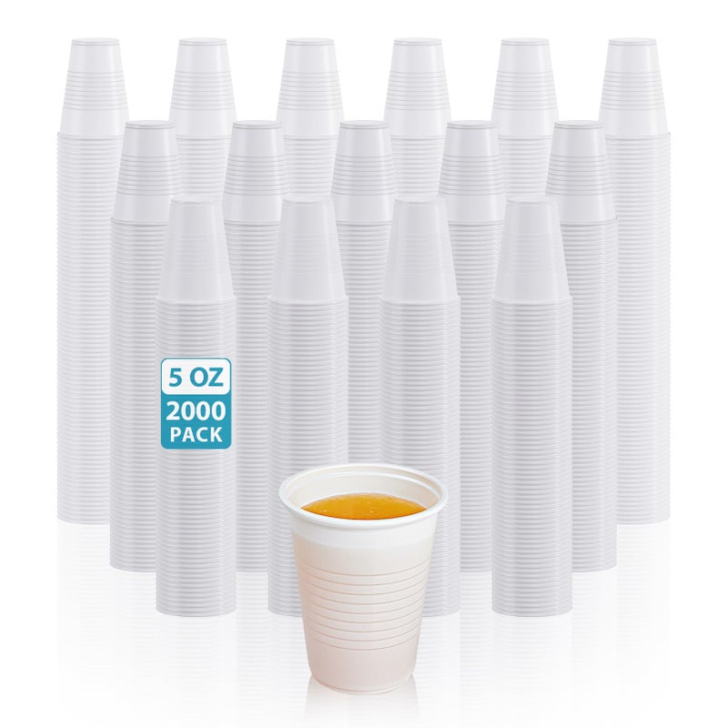 Lilymicky 2000 PACK 5 oz White Plastic Cups 5 Ounce Disposable Plastic Bathroom Cups for Tasting Drinking - Image 3