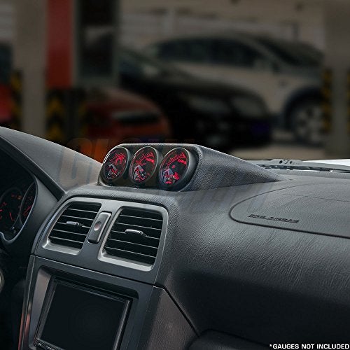 GLOWSHIFT بود عدادات لوحة القيادة الثلاثي الأسود من جلو شيفت متوافق مع سوبارو إمبريزا WRX STI 2002-2007 - استبدال الساعة - يثبت (3) عدادات 2-1/16" (52 مم) على لوحة السيارة - Image 2