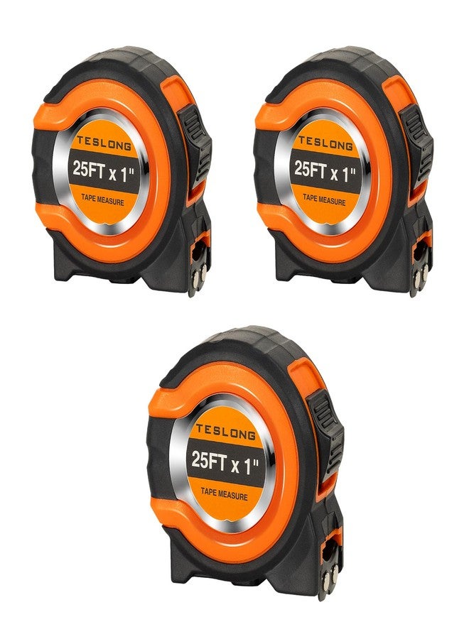 Teslong 3 Pack 25 ft Tape Measure, Retractable Magnetic Measuring Tape, 1/8 Fractions Easy Read Measuring Tape, Self-Locking Tape Measurer with Accuracy 1/32, Magnetic Tip Hook and Belt Clip - Image 1