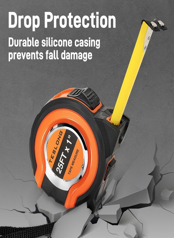 Teslong 3 Pack 25 ft Tape Measure, Retractable Magnetic Measuring Tape, 1/8 Fractions Easy Read Measuring Tape, Self-Locking Tape Measurer with Accuracy 1/32, Magnetic Tip Hook and Belt Clip - Image 4
