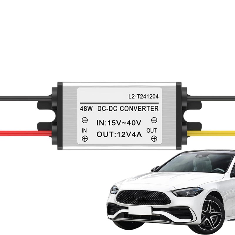 DC Step Down Voltage Regulator 24V to 12V 4A for Vehicle Electronics Adjustable Car Truck RV Transformer Unit with Fine Control Knob and Thermal Safety Guard - Image 2