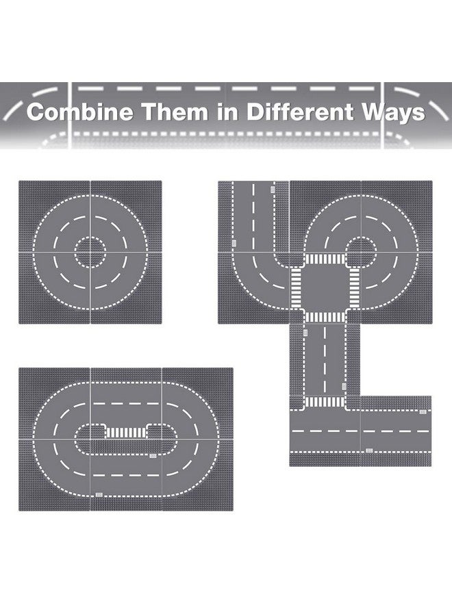 Lekebaby 12 Pack Road Base Plates, 10"x10" City Street Baseplates 100% Compatible with All Major Brands, 4 Curve / 4 T Junction / 3 Straight / 1 Junction - Image 4