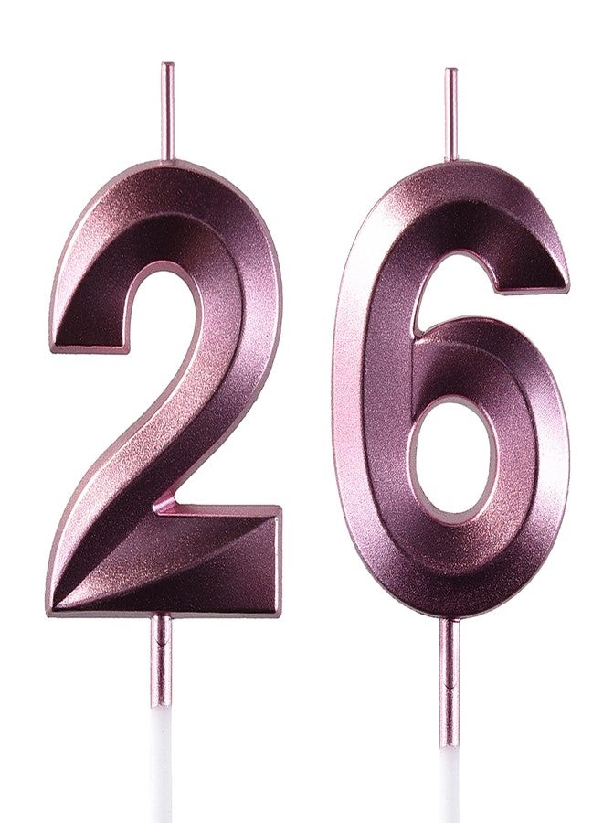 AOOLADA 26 & 62 Birthday Candle, 26th & 62nd Cake Candles, Number 26 & 62 Birthday Candles for Cake Topper Decoration, Purple - Image 1