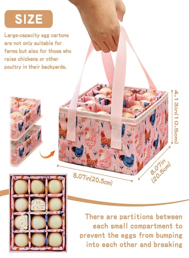 Grekos Eggs Collecting Basket, Durable Canvas Egg Basket for Gathering with 24, Double-Layer Storage Basket, Lined with PP Cotton, Collector & Container for Duck, Chicken, Goose Egg (pink) - Image 3
