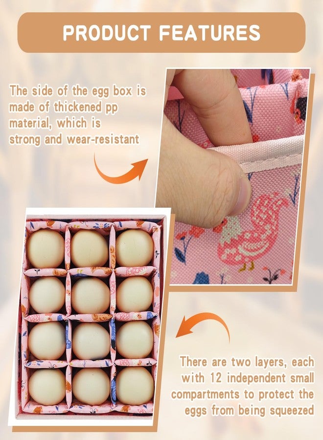 Grekos Eggs Collecting Basket, Durable Canvas Egg Basket for Gathering with 24, Double-Layer Storage Basket, Lined with PP Cotton, Collector & Container for Duck, Chicken, Goose Egg (pink) - Image 4