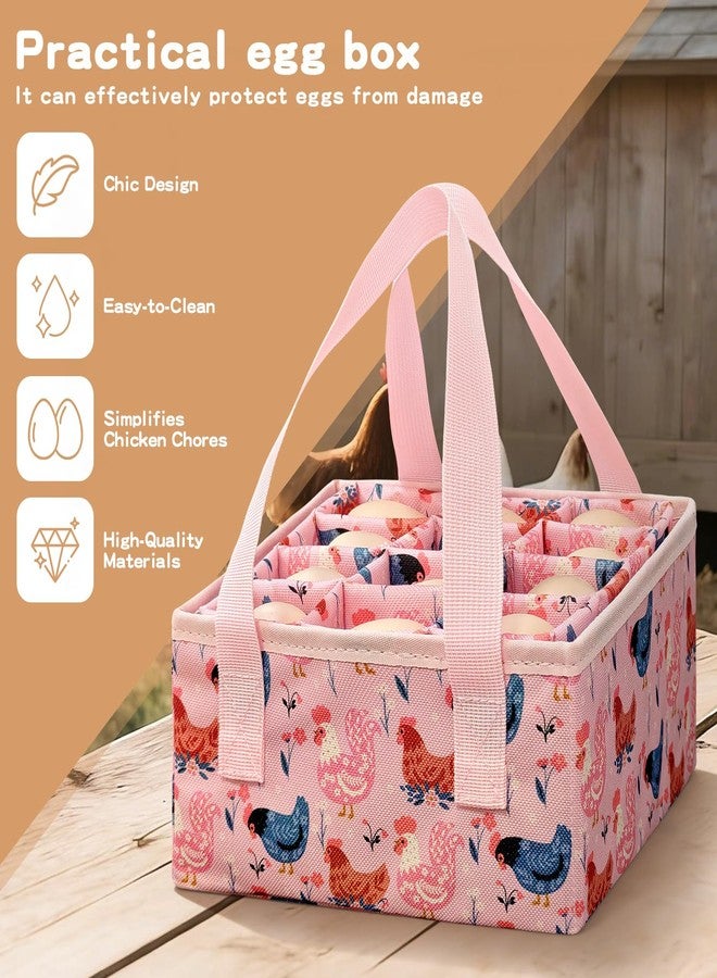 Grekos Eggs Collecting Basket, Durable Canvas Egg Basket for Gathering with 24, Double-Layer Storage Basket, Lined with PP Cotton, Collector & Container for Duck, Chicken, Goose Egg (pink) - Image 5
