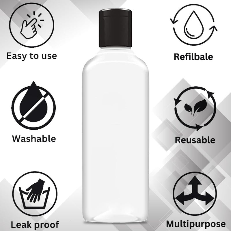 JOYUS 200ml Squeeze Bottle with Flip Top Cap, Empty BPA-Free Refillable Container For Shampoo, Lotions, Liquid Soap, Creams, Liquid Cosmetic Travel Size Transparent Bottle, Black Flip-Top, Set of 3 - Image 4