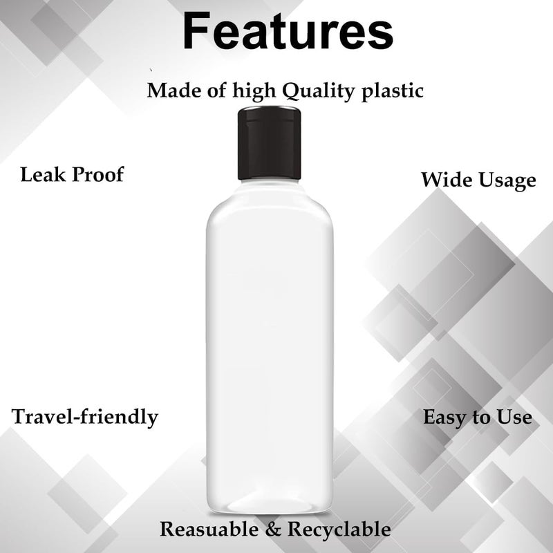 JOYUS 200ml Squeeze Bottle with Flip Top Cap, Empty BPA-Free Refillable Container For Shampoo, Lotions, Liquid Soap, Creams, Liquid Cosmetic Travel Size Transparent Bottle, Black Flip-Top, Set of 3 - Image 2