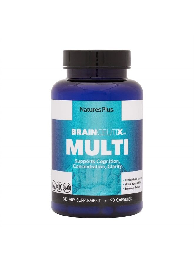 BrainCeutix by NaturesPlus Brain Supplement Nootropic for Memory and Focus, 90 Capsules - Image 1