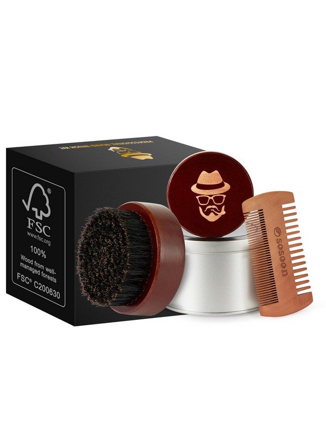 Sosoon Beard Brush, Pure Boar Bristle Black Walnut Wood Beard Comb Brush For Men To Tame And Soften Your Facial Hair - Image 2