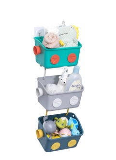 KASTWAVE Bath Toy Storage Organizer Basket 3 Layers Colorful Robot Modeling Wall Mounted Kids Hanging Shower Caddy with Hooks for Shampoo  - Image 1