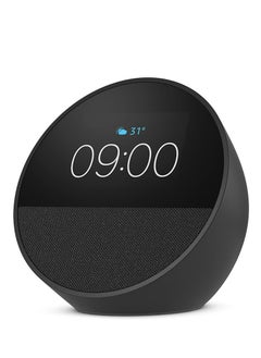 ECHO Echo Spot (2024) smart bluetooth speaker with screen, vibrant sound and Alexa | Use your voice to control smart home devices, play music or the Quran, and more (speaks Arabic, English, more). (Black)  - Image 1