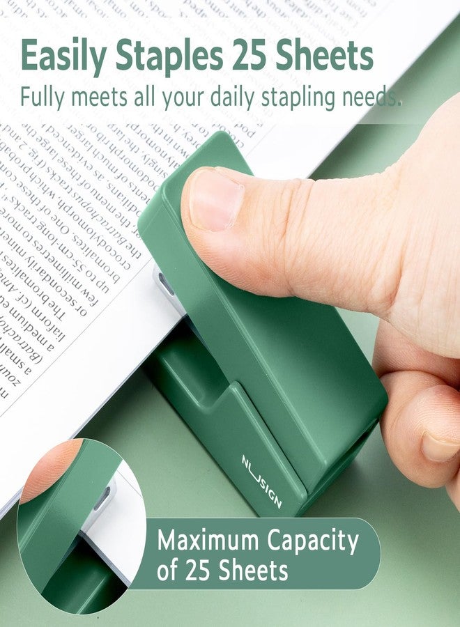 NUSIGN Mini Stapler with 830 Staples, Small Cute Desk Staplers, 25 Sheet Capacity, Green - Image 2